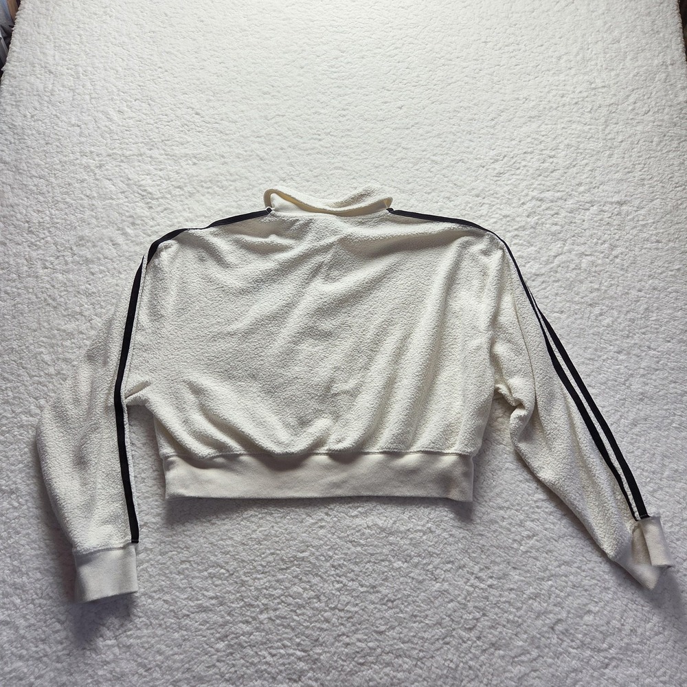 PINK Victoria's Secret Sweatshirt Womens Medium White Collared Stripe Fleece - Picture 3 of 10